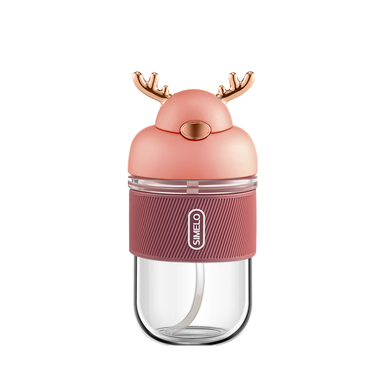 SIMELO 印象京都鹿岛玻璃吸管杯390ML（单位：个） 粉色