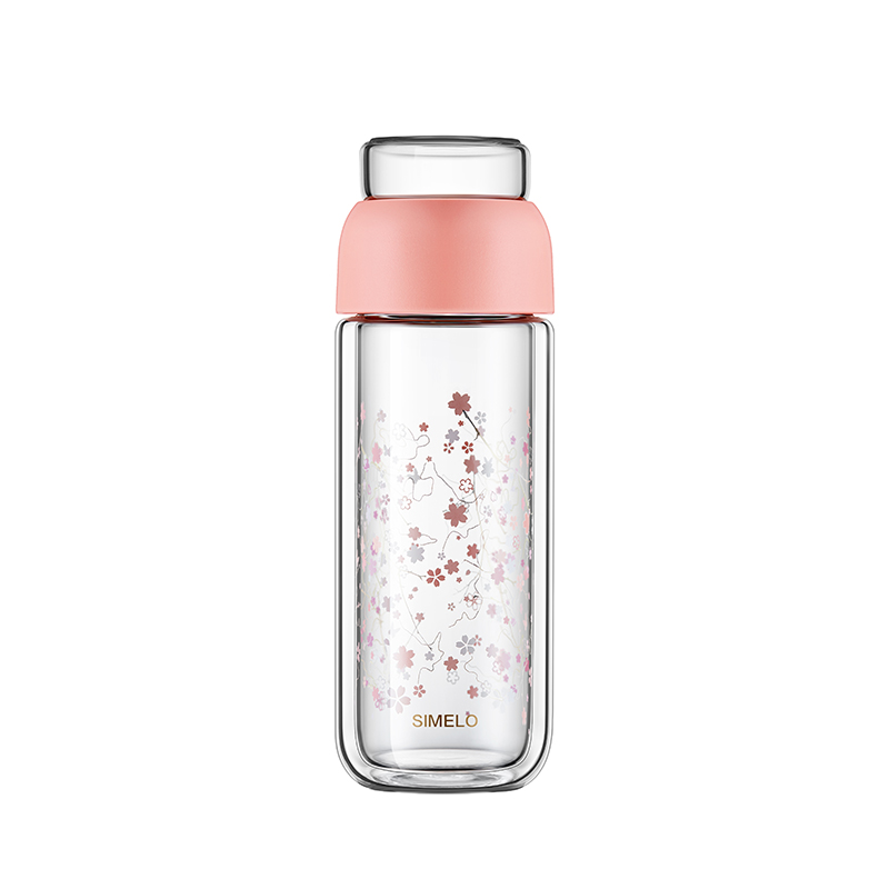 SIMELO印象京都达令茶水分离玻璃杯330ML（单位：个） 樱花粉