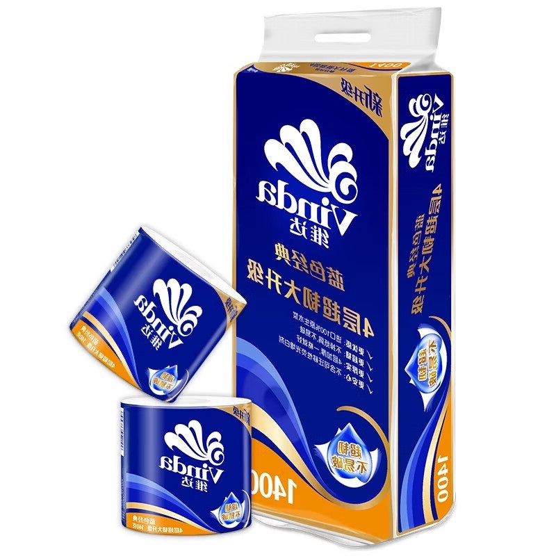 维达 卷纸 4层140g10卷/提小卷纸蓝色经典有芯卷筒纸卫生纸 V4069提装 蓝色