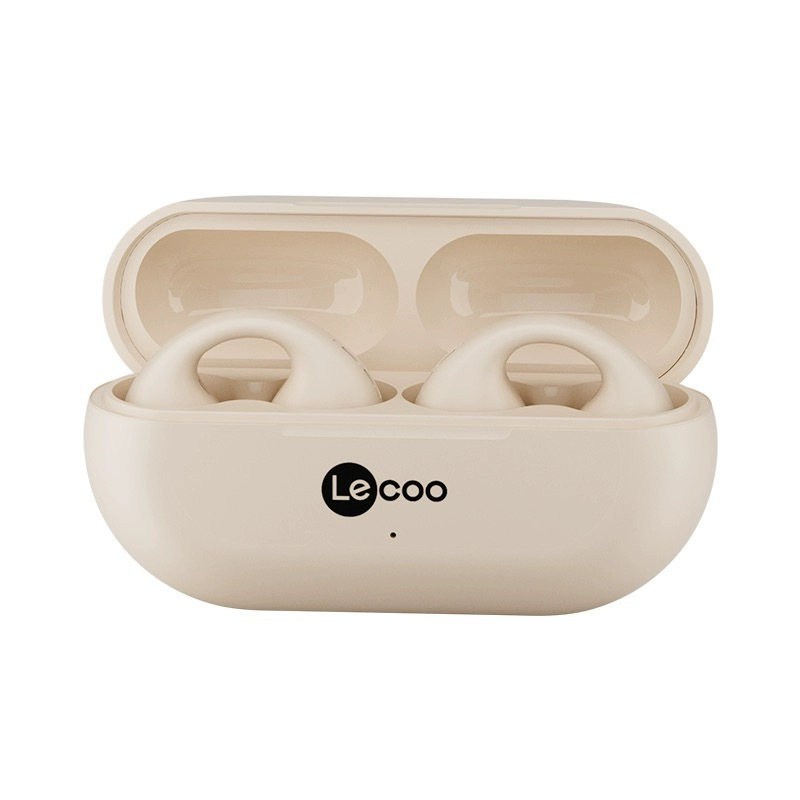 来酷EW313蓝牙耳机 夹耳式耳夹无线耳机不入耳骨传导概念开放式运动蓝牙耳机 米色