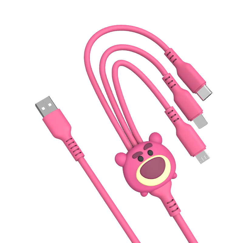 DISNEY迪士尼三合一数据充电线 草莓熊
