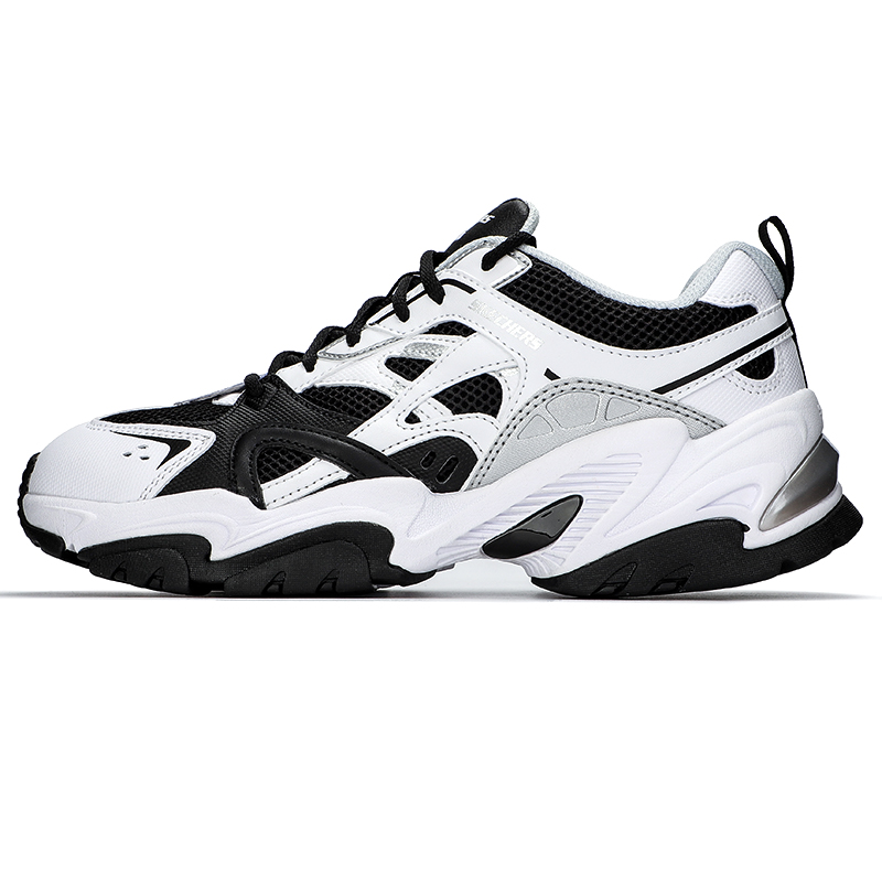 斯凯奇（Skechers）老爹鞋男鞋 新款透气潮流百搭休闲运动鞋网面透气增高鞋子 237234-BK   43