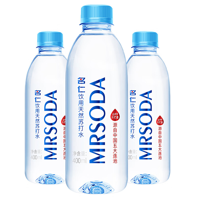 名仁（MINGREN）天然苏打水五大连池饮用水无糖无汽弱碱性明仁碱性水 400ml*24瓶整箱 白色