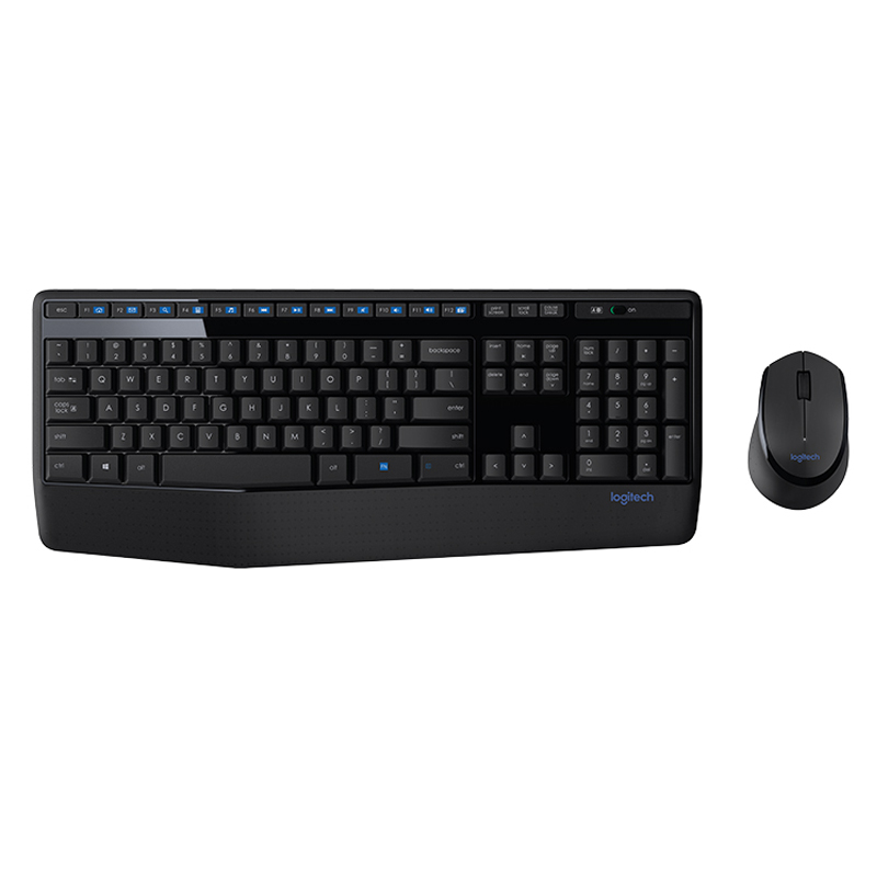 罗技无线键鼠套装MK346P防泼溅键盘鼠标 时尚高效舒适办公黑色1只/盒 曜石黑