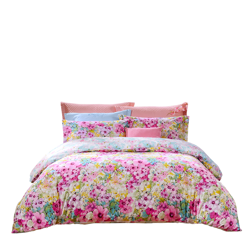 富安娜 713101024床单四件套/逸然觅彩203*229cm 粉色