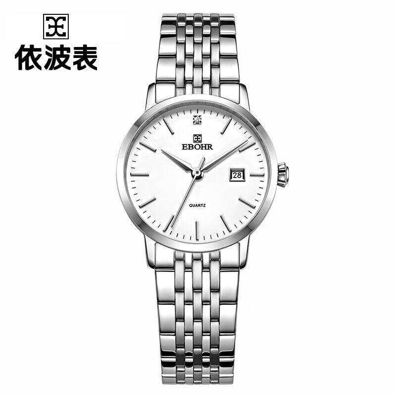 依波（EBOHR）手表女 大师系列简约女士时尚情侣石英女表50290529 白色
