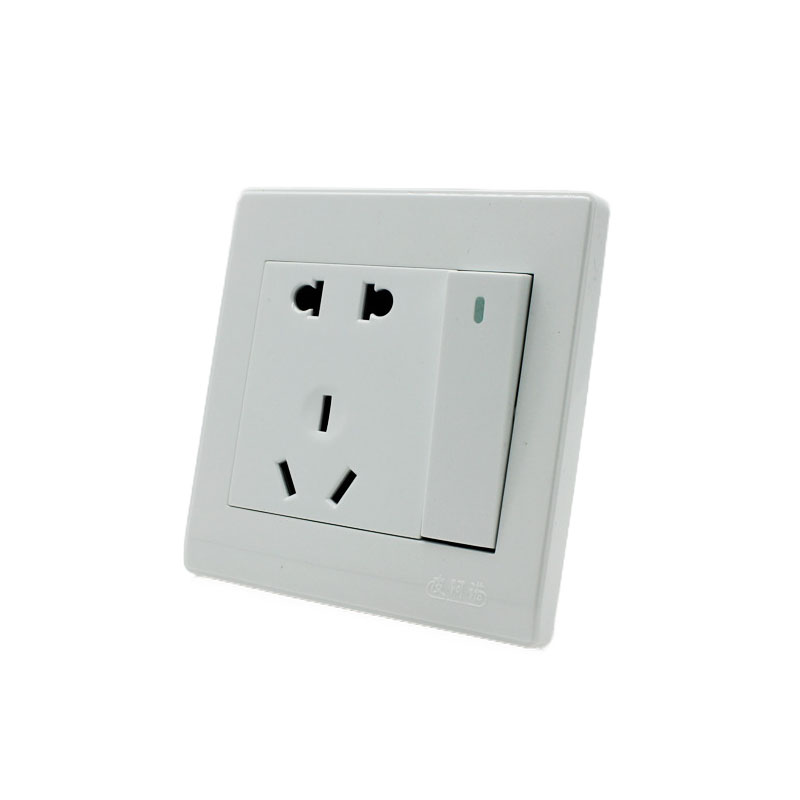 皮阿诺 86型开关插座面板 一开五孔单控面板 墙壁开关面板暗装家用开关 雅白色1个 白色