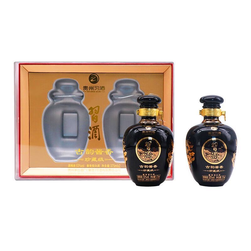 习酒 古韵酱香 高端酱香型白酒53度 珍藏级 贵州酱酒 纯粮食酒 375ml*2瓶