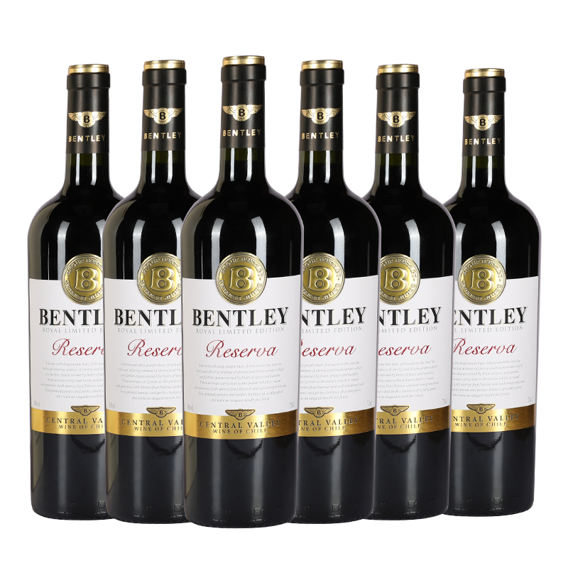宾利 皇家限量干红 14度 智利原瓶进口红酒干红葡萄酒 整箱6支装*750ml