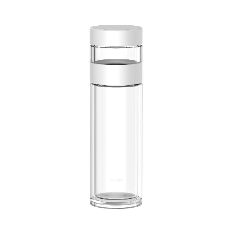 全格（Quange） H8134 非温显，300ml 茶水分离双层玻璃杯 白色（单位：个）