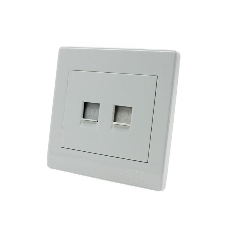 皮阿诺 开关插座面板 单口网络信息面板 二位电话电脑插座 雅白色/1个 白色