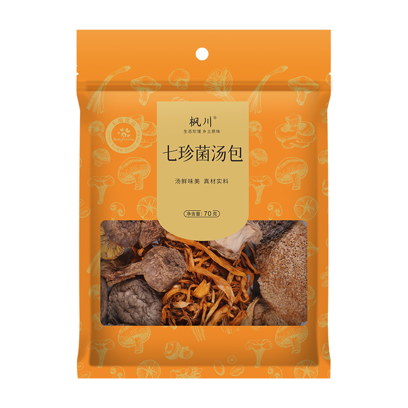 枫川七珍菌汤包70克 拿铁色