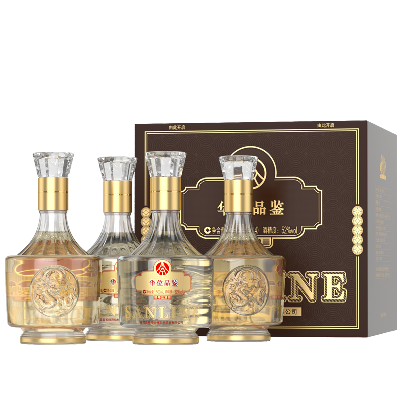 五粮液 仙林生态 华位品鉴礼盒装酒52度 绿豆酒 500ml*4瓶/盒 白色（单位：盒）