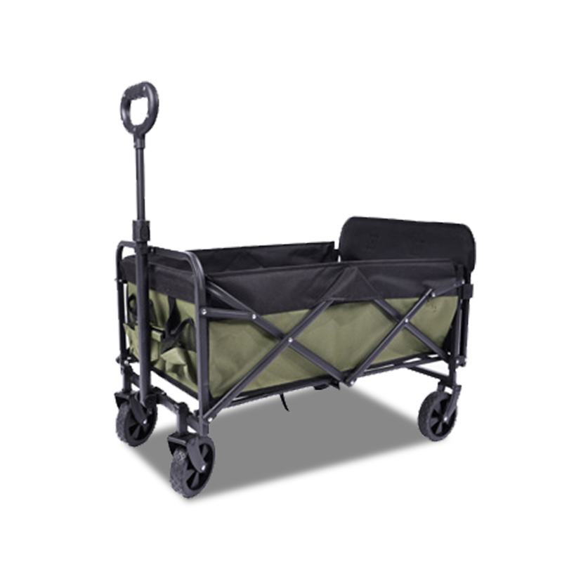 5寸升级延展式露营车后开加高防掉落小推车户外营地车 军绿 拿铁色
