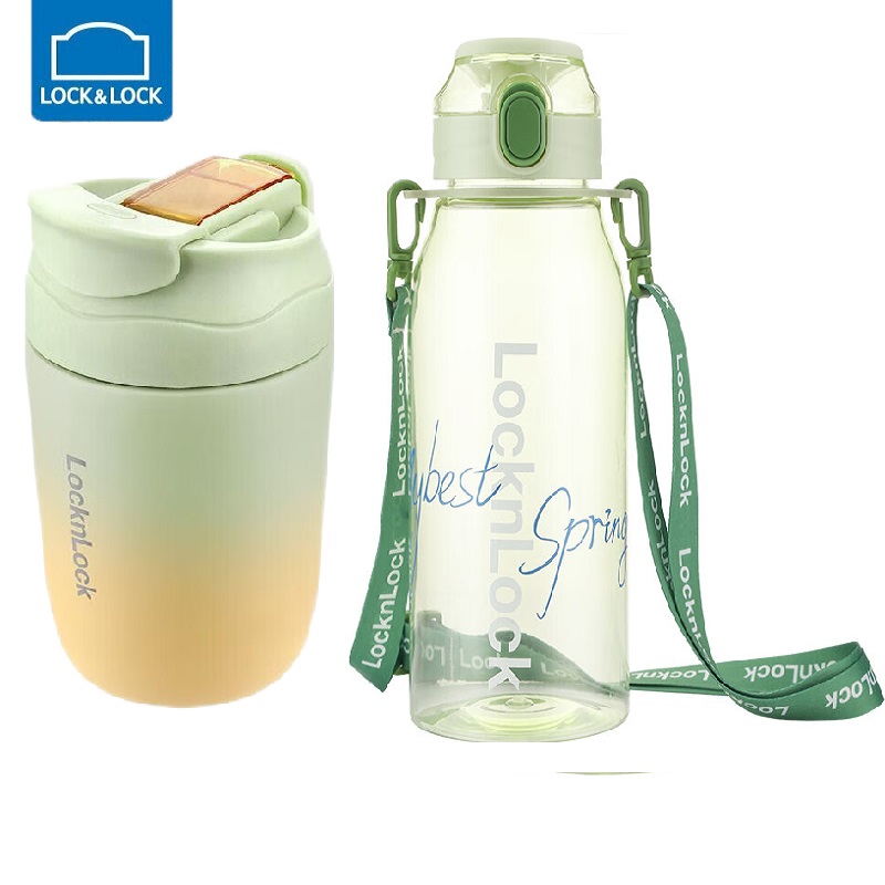 乐扣/家用品炫彩嘟嘟杯绿黄 LHC6590FU+新活力顿顿直饮壶1.1L 混色