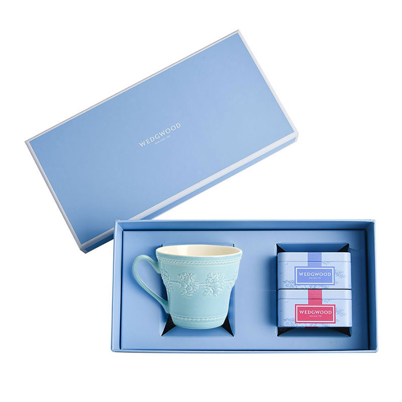 WEDGWOOD威基伍德欢愉假日骨瓷蓝色马克杯+随身包茶罐礼盒 蓝色
