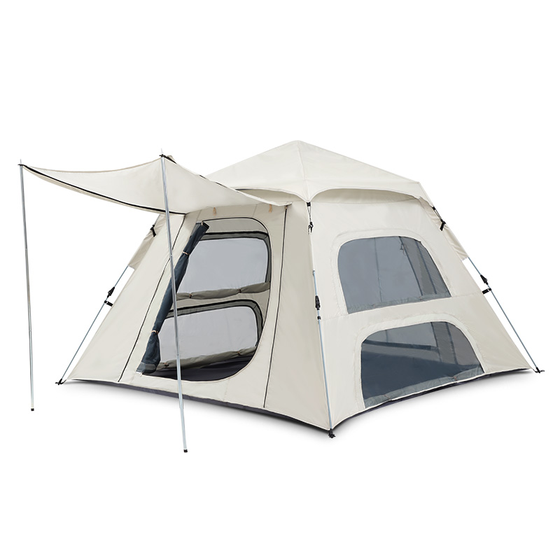 狼行者 便携式可折叠全自动户外露营大帐篷lxz-80007 米色 米色