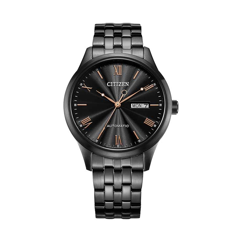 Citizen西铁城 自动机械手表夜光复古商务休闲黑盘钢带男表 NH7505-84EB 黑色