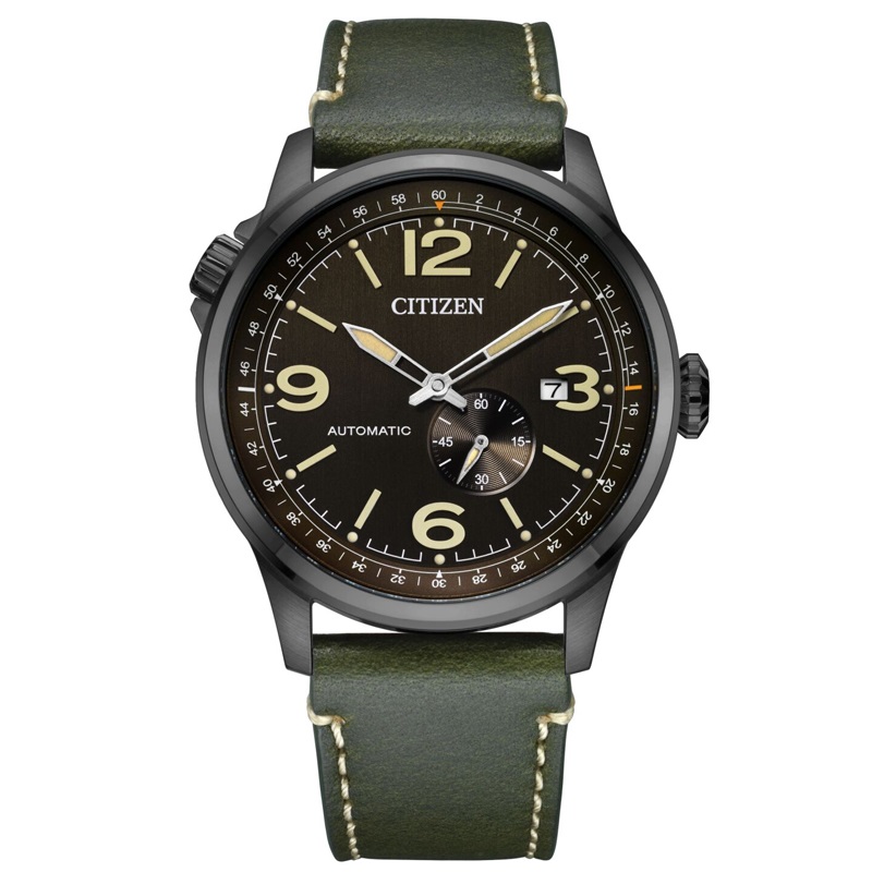 Citizen西铁城 FF系列 自动机械手表休闲时尚黑盘皮带男表NJ0147-18X 黑色