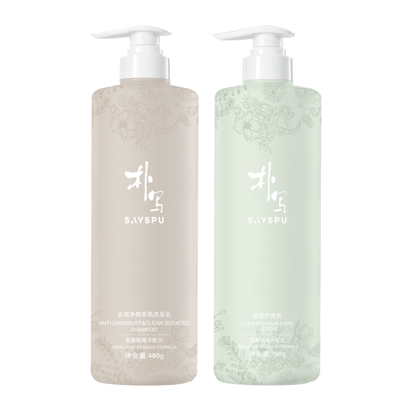 朴写氨基酸去屑净爽香氛洗护两件套（去屑净爽洗发乳760g*1瓶+香氛护发乳760g*1瓶） 自然色