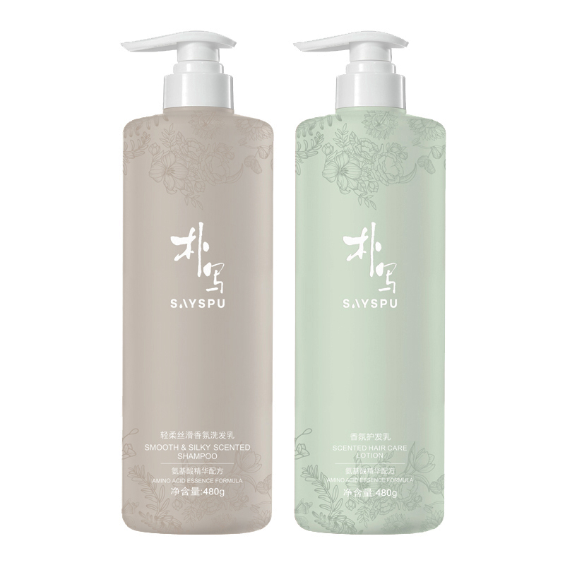 朴写氨基酸轻柔丝滑香氛洗护两件套（轻柔丝滑洗发乳480g*1+香氛护发乳 480g*1） 自然色