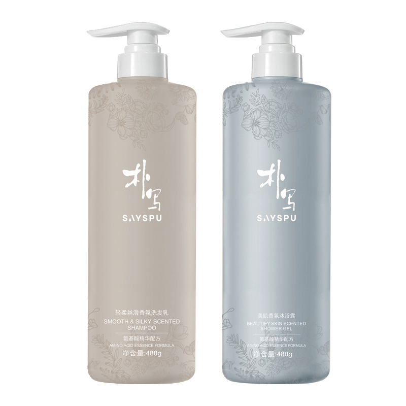 朴写氨基酸轻柔丝滑香氛洗沐两件套（轻柔丝滑洗发乳480g*1+香氛沐浴露480g*1） 自然色