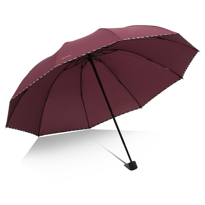 天堂【30721EJDX】 三折双人大伞 10骨抗风雨伞-/把 暗红紫