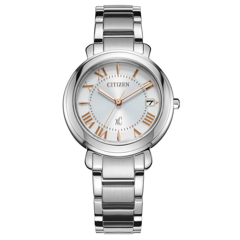 Citizen西铁城  XC系列 光动能手表白盘钢带复古时尚女表 EO1200-52A 白色