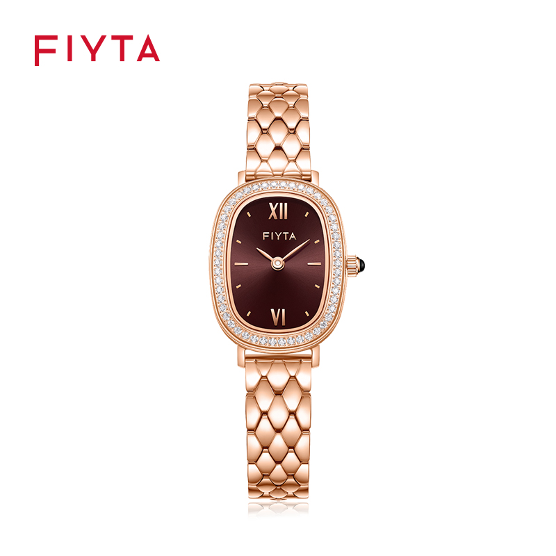 飞亚达（FIYTA） 女士手表倾城系列&ldquo;小可可&rdquo;石英表轻奢复古女表 L865018.PKPD 咖啡色