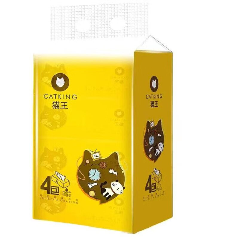 猫王家用四层360张软抽纸 黄色
