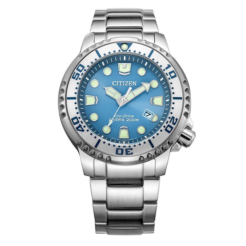 Citizen西铁城 PROMASTER系列 光动能手表时尚运动蓝盘男表BN0165-55L 水蓝色