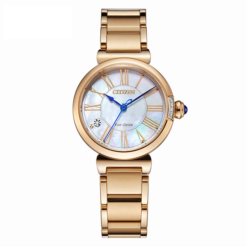 Citizen西铁城 花语风吟系列 光动能手表小铃花贝母盘优雅女表EM1063-89D 金色