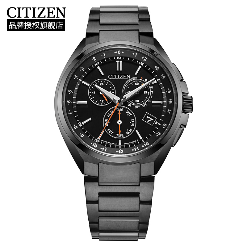 Citizen西铁城 光动能电波手表时尚商务万年历男表CB5045-60E 黑色