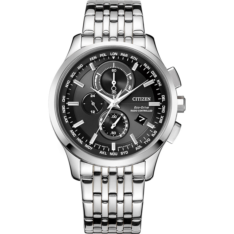 Citizen西铁城 光动能手表黑盘钢带男表 AT8110-61E 黑色