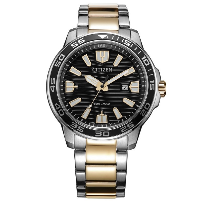 Citizen西铁城 光动能表经典夜光钢带防水水鬼光动能男表AW1524-84E 黑色