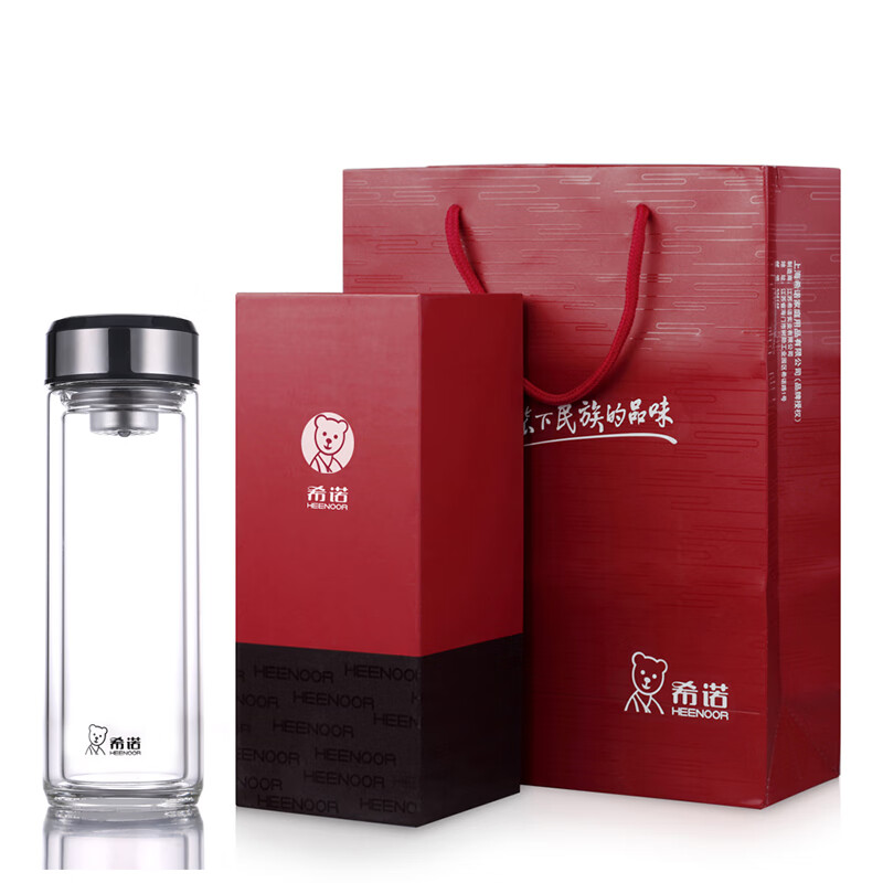 希诺双层玻璃杯 XN-6738  (单位：个)360ML 不锈钢色