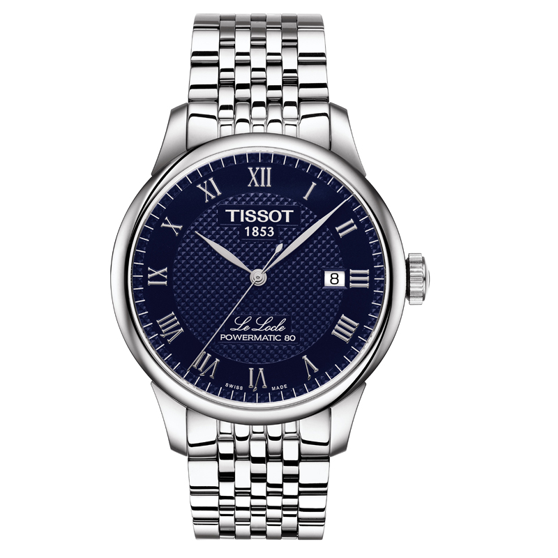 天梭（TISSOT）瑞士手表 力洛克系列腕表 钢带机械男表T006.407.11.043.00 宝石蓝