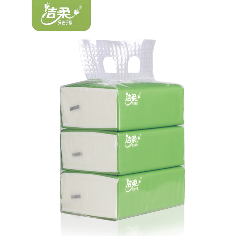洁柔（C&S） 纸面巾抽纸 TR061601A 180mm*123mm*3包 绿色（单位：提）