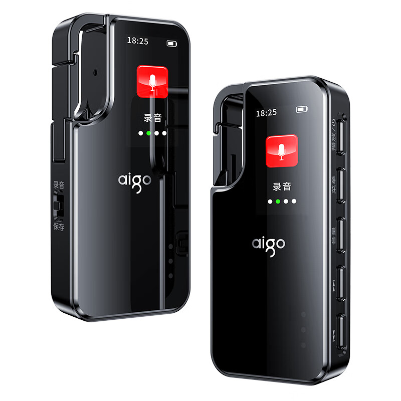 爱国者aigo录音笔R6988 16G 一键录音智能商务录音器专业录音 高清降噪录音笔 学习会议采访 黑色