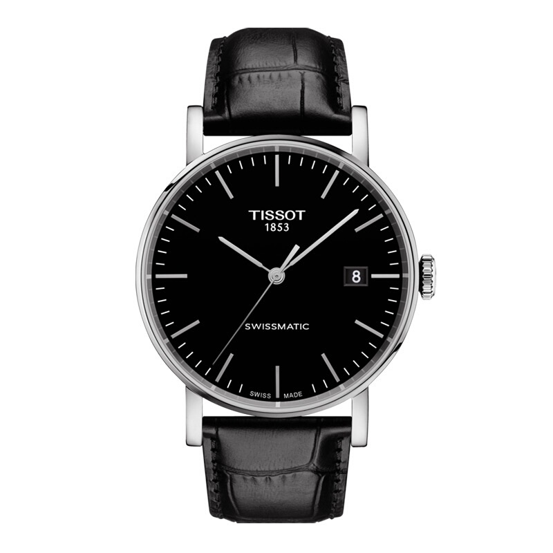 天梭（TISSOT）瑞士手表 魅时系列腕表 皮带机械男表T109.407.16.051.00 黑色