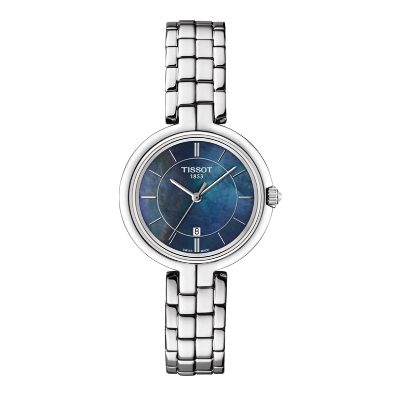 天梭（TISSOT）瑞士手表 弗拉明戈系列腕表 钢带石英女表T094.210.11.121.00 幻影蓝