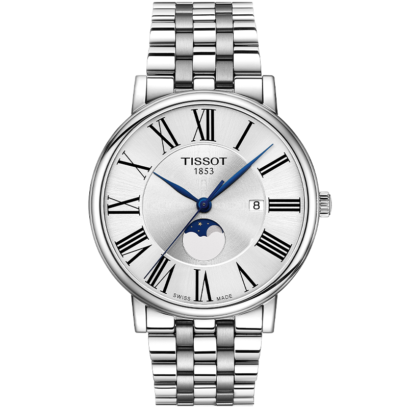 天梭（TISSOT）瑞士手表 卡森臻我系列腕表 钢带石英男表T122.423.11.033.00 银色