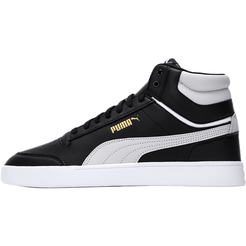 彪马（PUMA）男鞋女鞋 运动保暖休闲鞋耐磨防滑缓震情侣款板鞋 385551-02 黑色-白-浅灰-金色 35.5