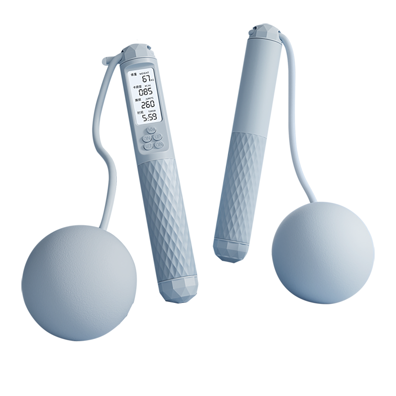 佑美计数跳绳（无绳硅胶球/带钢绳/带负重）TS50 深蓝色