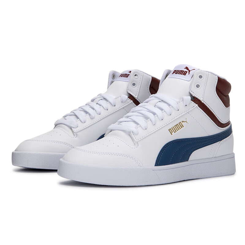 彪马（Puma）男鞋女鞋 新款运动鞋透气耐磨板鞋轻便缓震情侣鞋休闲鞋 380748-10 白-湖蓝色-大红色-金色 42.5