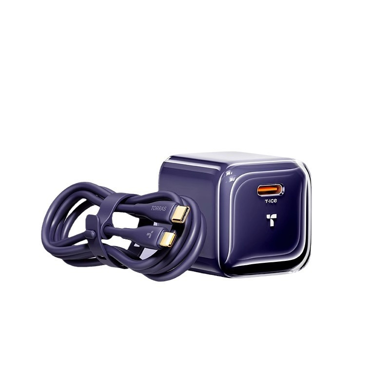 图拉斯-T23-A旅行充电器-带1.68米悦芯lite系列PD线  单位：个 暗夜紫(30W)