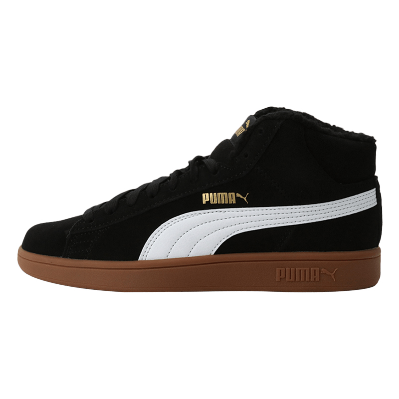 彪马（PUMA）男女鞋 新款情侣运动鞋防滑耐磨板鞋加厚中帮男女休闲鞋 375870-01 黑色-彪马白-树胶色 35.5