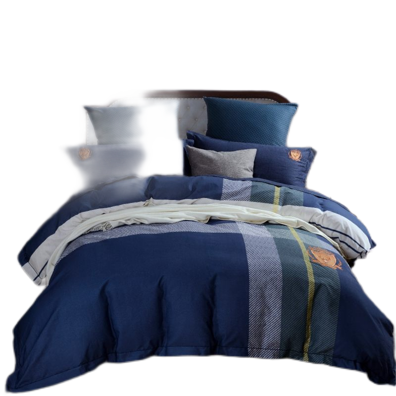 水星家纺磨毛四件套2.2m*2.4m 磨毛100%棉 麦菲特 适用于1.8m床 蓝色极光蓝 极光蓝