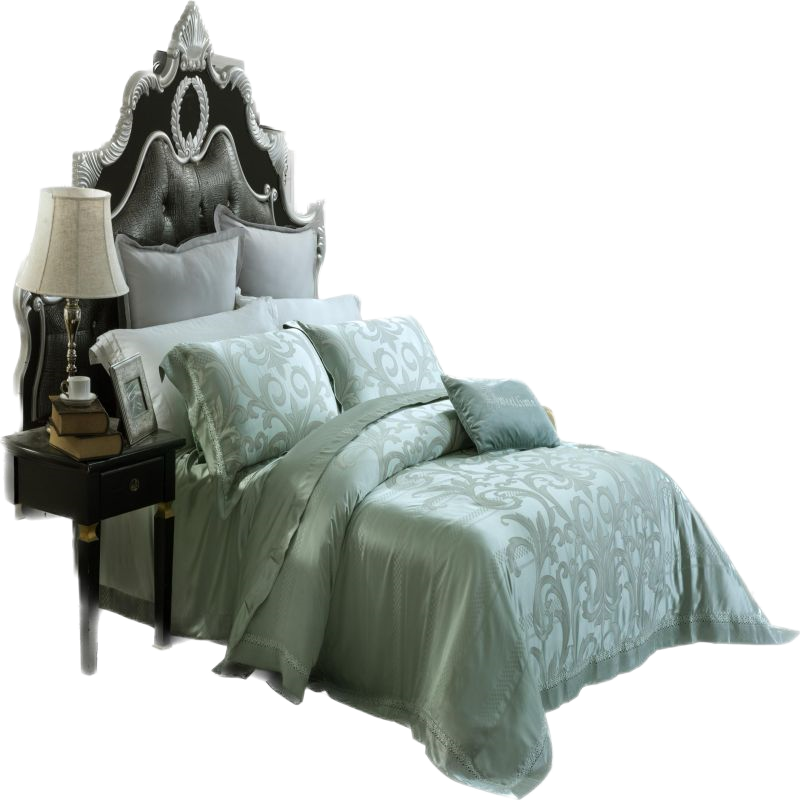 水星家纺四件套2.2m*2.4m 天丝提花面料 班森 适用于1.8m床 银白色 银白色