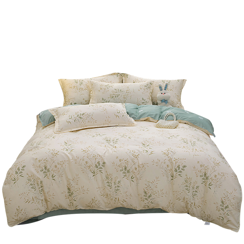 臻&middot;梦圆 生态水洗棉亲肤套件 仙草MYJT518（230x230cm） 象牙色